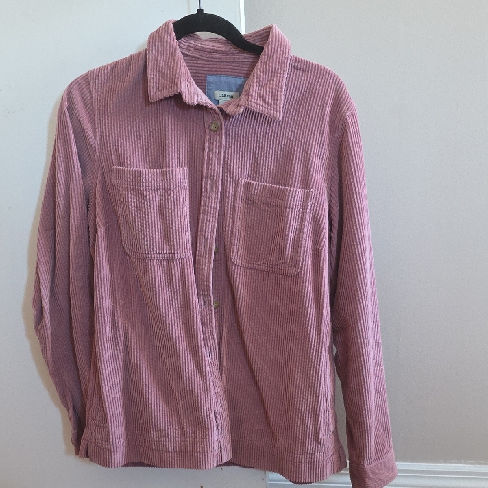 L.L. Bean Pink Corduroy Button Down Shirt